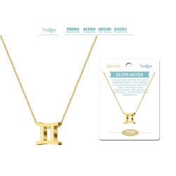 Colgante Zodiaco Geminis Acero Dorado - Coleccion Constelaciones Zodiaco